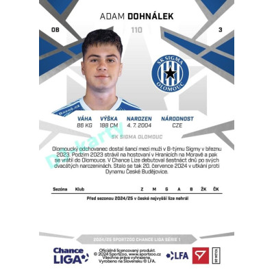 2024/25 Sportzoo Chance Liga 1. série #110 Adam Dohnálek