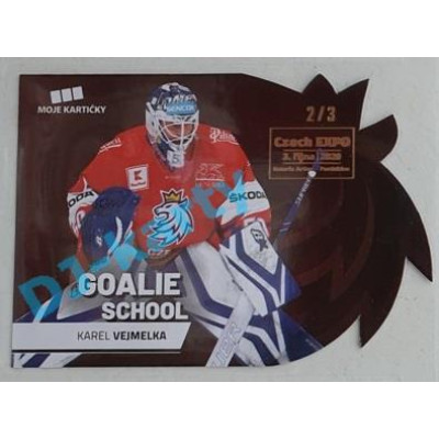 2020 MK reprezentace Karel Vejmelka #7 2/3 Goalie School Die-cut Red Czech Expo