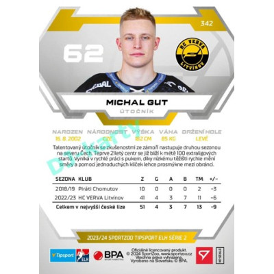 2023/24 Sportzoo ELH 2. serie #342 Michal Gut