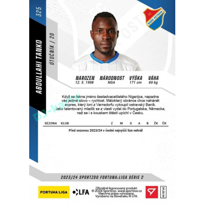2023/24 Sportzoo Fortuna Liga 2. série #325 Abdullahi Tanko