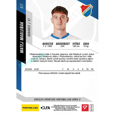 2023/24 Sportzoo Fortuna Liga 2. série #317 Matej Madleňák