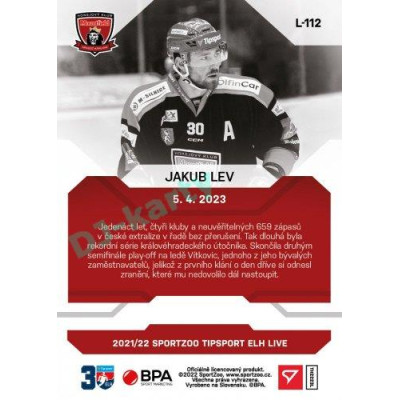 2022/23 Sportzoo ELH LIVE #L-112 Jakub Lev xx/85