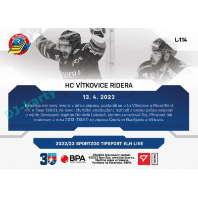 2022/23 Sportzoo ELH LIVE #L-114 HC Vítkovice Ridera xx/54
