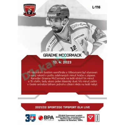 2022/23 Sportzoo ELH LIVE #L-116 Graeme McCormack xx/46