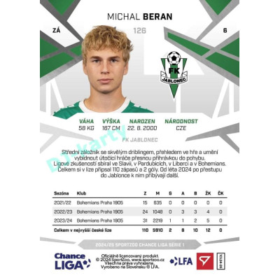 2024/25 Sportzoo Chance Liga 1. série #126 Michal Beran