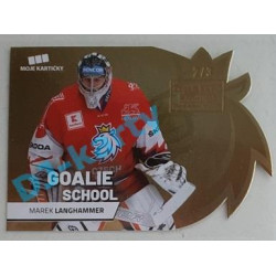 2020 MK reprezentace Marek Langhammer #10 2/3 Goalie School Die-cut Gold Czech Expo