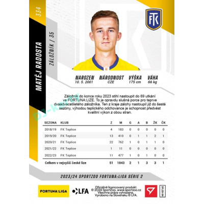 2023/24 Sportzoo Fortuna Liga 2. série #334 Matěj Radosta
