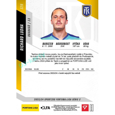 2023/24 Sportzoo Fortuna Liga 2. série #326 Richard Ludha