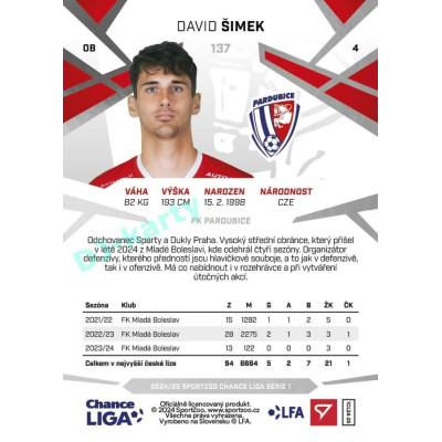 2024/25 Sportzoo Chance Liga 1. série #137 David Šimek