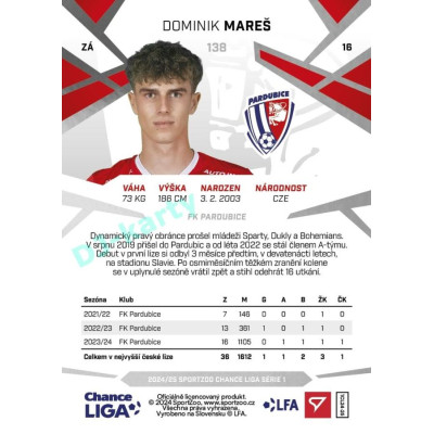 2024/25 Sportzoo Chance Liga 1. série #138 Dominik Mareš
