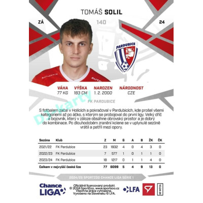 2024/25 Sportzoo Chance Liga 1. série #140 Tomáš Solil