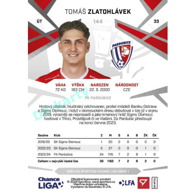 2024/25 Sportzoo Chance Liga 1. série #144 Tomáš Zlatohlávek