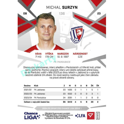 2024/25 Sportzoo Chance Liga 1. série #136 Michal Surzyn
