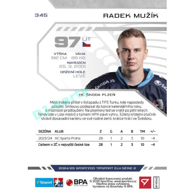 2024/25 Sportzoo ELH 2. serie #345 Radek Mužík
