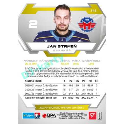2023/24 Sportzoo ELH 2. serie #346 Jan Strmeň