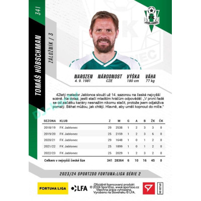 2023/24 Sportzoo Fortuna Liga 2. série #341 Tomáš Hübschman