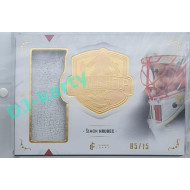 2021/22 Legendary Cards SAVES HELP MEMORABILIA SERIES #SHM-23 Šimon Hrubec Memorabilia Gold 05/15