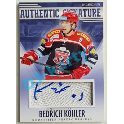2015/16 OFS Bedřich Köhler #47 22/39 Authentic Signature