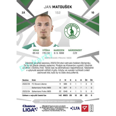 2024/25 Sportzoo Chance Liga 1. série #152 Jan Matoušek