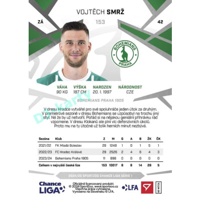 2024/25 Sportzoo Chance Liga 1. série #153 Vojtěch Smrž