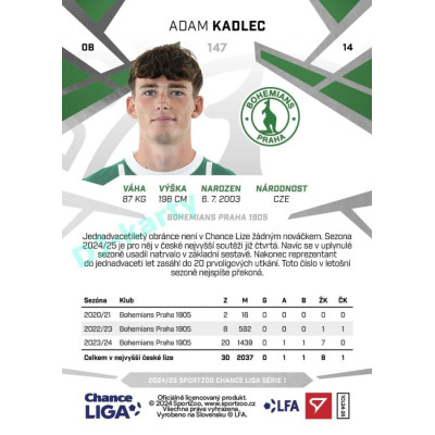 2024/25 Sportzoo Chance Liga 1. série #147 Adam Kadlec