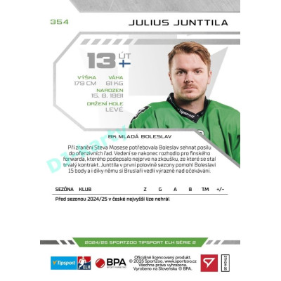 2024/25 Sportzoo ELH 2. serie #354 Julius Junttila