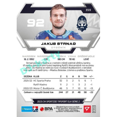 2023/24 Sportzoo ELH 2. serie #359 Jakub Strnad