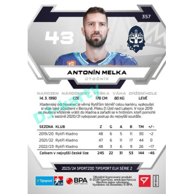 2023/24 Sportzoo ELH 2. serie #357 Antonín Melka