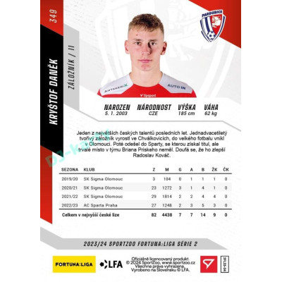 2023/24 Sportzoo Fortuna Liga 2. série #349 Kryštof Daněk