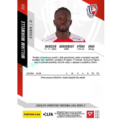 2023/24 Sportzoo Fortuna Liga 2. série #355 William Mukwelle