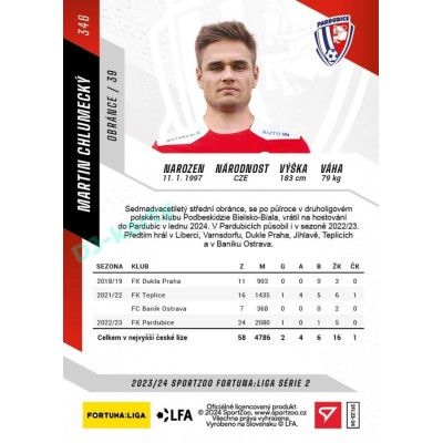 2023/24 Sportzoo Fortuna Liga 2. série #346 Martin Chlumecký
