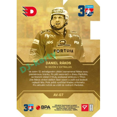 2022/23 Sportzoo ELH 2. série #AV-07 Daniel Rákos 30 let ELH Limited xx/25