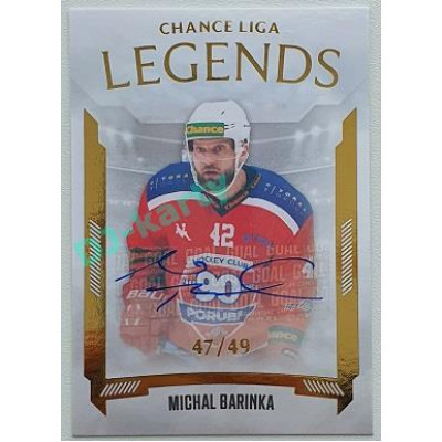 2022/23 Goal Cards Chance Liga 2. série #25 Michal Barinka Legends Autograph xx/49