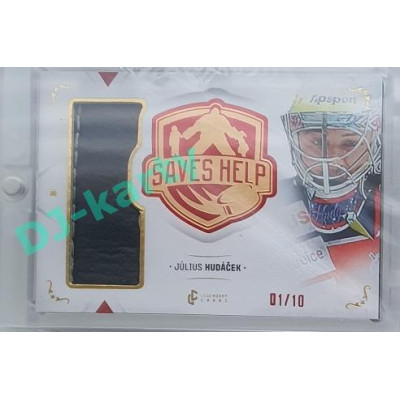 2021/22 Legendary Cards SAVES HELP MEMORABILIA SERIES #SHM-24 Július Hudáček Memorabilia Red 01/10