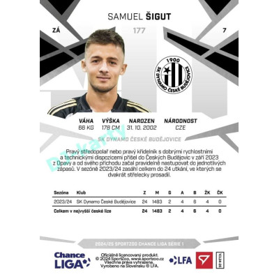 2024/25 Sportzoo Chance Liga 1. série #177 Samuel Šigut