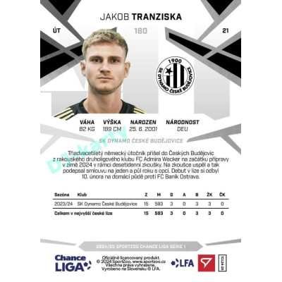 2024/25 Sportzoo Chance Liga 1. série #180 Jakob Tranziska