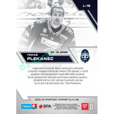 2023/24 Sportzoo ELH LIVE #L-15 Tomáš Plekanec xxx/129