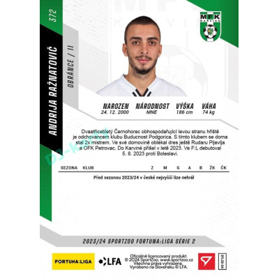 2023/24 Sportzoo Fortuna Liga 2. série #372 Andrija Ražnatovič