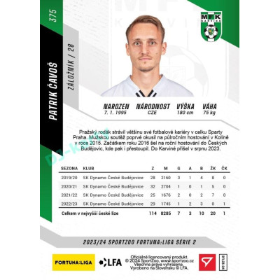 2023/24 Sportzoo Fortuna Liga 2. série #375 Patrik Čavoš