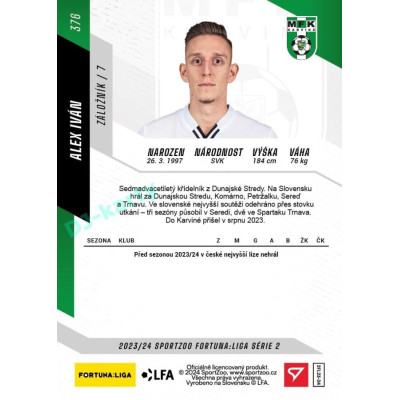2023/24 Sportzoo Fortuna Liga 2. série #376 Alex Iván