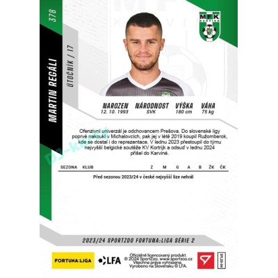 2023/24 Sportzoo Fortuna Liga 2. série #378 Martin Regáli