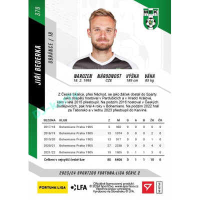 2023/24 Sportzoo Fortuna Liga 2. série #370 Jiří Bederka
