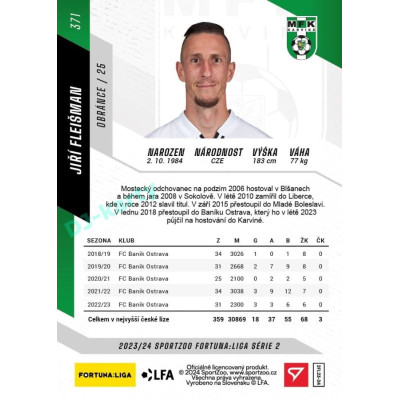 2023/24 Sportzoo Fortuna Liga 2. série #371 Jiří Fleišman