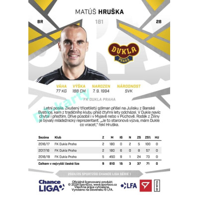 2024/25 Sportzoo Chance Liga 1. série #181 Matúš Hruška