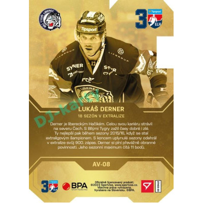 2022/23 Sportzoo ELH 2. série #AV-08 Lukáš Derner 30 let ELH Limited xx/50