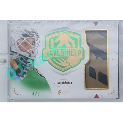 2021/22 Legendary Cards SAVES HELP MEMORABILIA SERIES #SHM-18 Jan Růžička Memorabilia Emerald 3/5