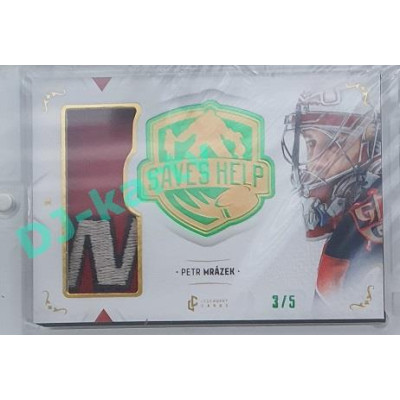 2021/22 Legendary Cards SAVES HELP MEMORABILIA SERIES #SHM-30 Petr Mrázek Memorabilia Emerald 3/5