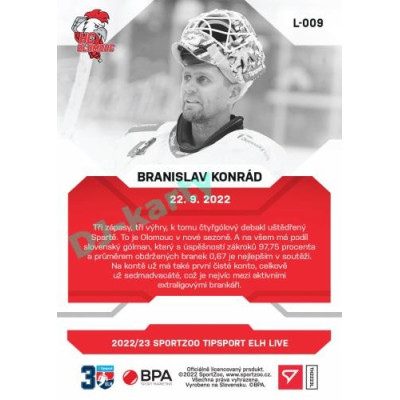 2022/23 Sportzoo ELH LIVE #L-009 Branislav Konrád xx/34