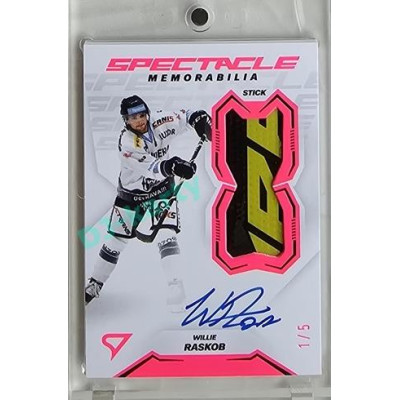 2023/24 Sportzoo ELH 2. serie #SM-WR Willie Raskob Spectacle Memorabilia Neon Pink Auto 1/5