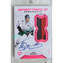 2023/24 Sportzoo ELH 2. serie #SM-TR Tomáš Redlich Spectacle Memorabilia Neon Pink Auto 4/5